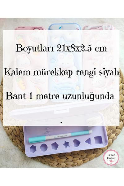 Pembe Çarşı Cute Rabbit Multi-Compartment 3D Printed Plastic Pencil Case 1 Piece