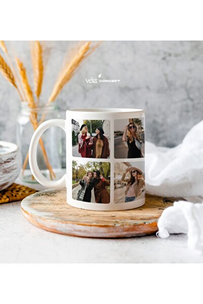Vela Gifting Kişiye Özel 10 Fotoğraflı Beyaz Kupa Bardak - Arkadaşa Hediye - ...
