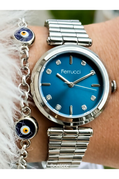 Ferrucci Ferucci Tasarım Gümüş Renk Kadın Kol Saati Bileklik Hediyeli