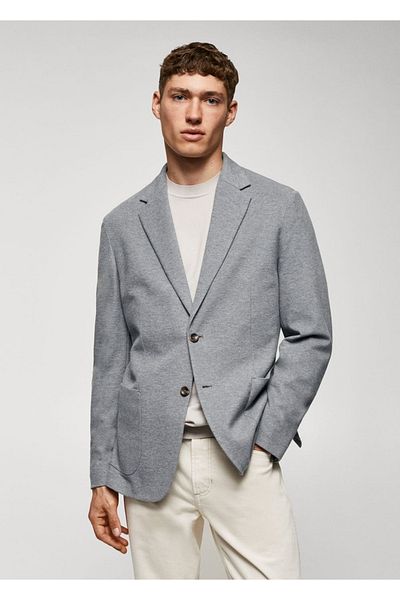 MANGO Man Slim-fitting molded cotton blazer jacket