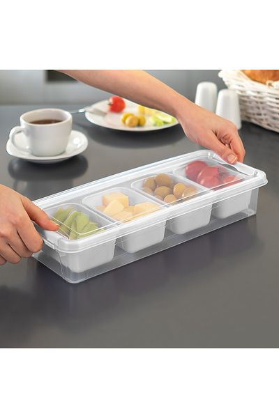 Ecolux Maxi Luxury 4 Compartment Breakfast Set with Lid - X 3 Pieces - Assorted