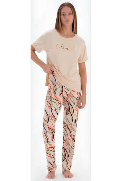 Eros Pijama Set de pijamale de damă din bumbac cu mânecă scurtă - colorat