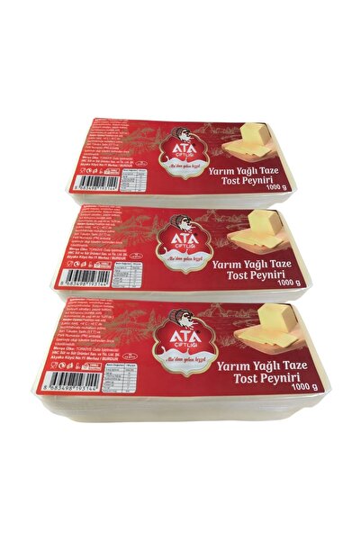 ATAÇİFTLİĞİ Tostluk Kahvaltılık 1 Kg*3 Yarım Yağlı Tost Peyniri