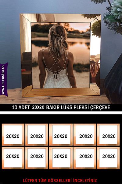Bytwo 10 قطع 20x20 إطار شبكي مرآة نحاسية - إطار شبكي فاخر