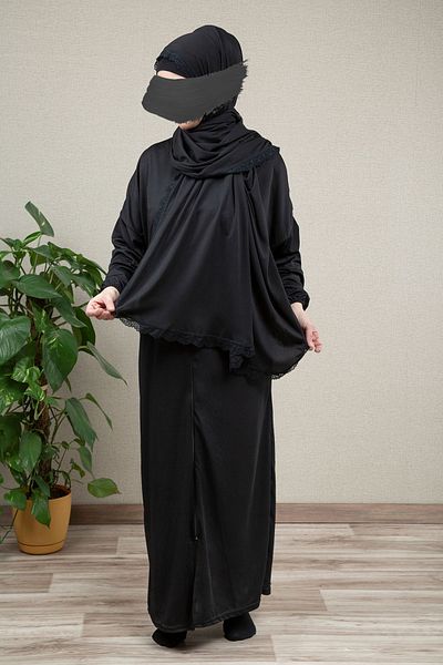 dua' is Lace Dress One Piece Zippered Practical Prayer Dress (Black)