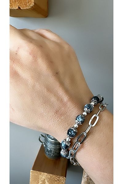 by özllem glass bead design bracelet set