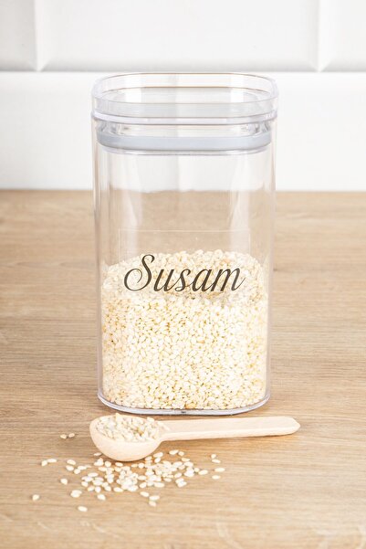 DNS HOME 8-Piece 250 ml Vacuum Acrylic Spice Jar Set with Lid and Spoon Storage Container Jar with Transparent Label