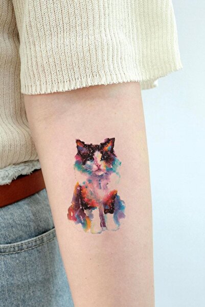 BP Tattoo Renkli Pisicik Geçici Kedi Dövmesi