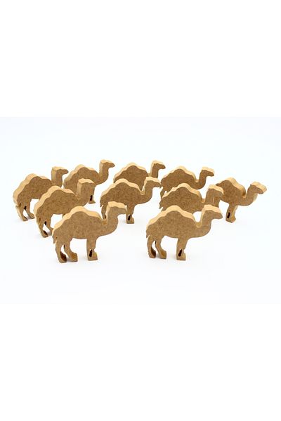 na neşeli ahşap 10 Pieces of 10 cm Camel Figure - Can Stand Upright, Preschool Educational Activity