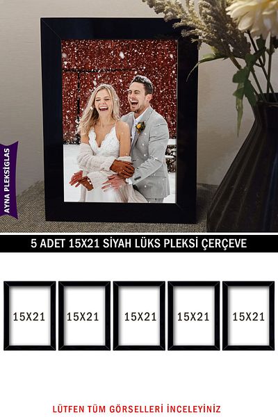 Bytwo 5 Pieces 15x21 A5 Black Mirror Plexiglass Frame - Luxury Plexiglass Frame