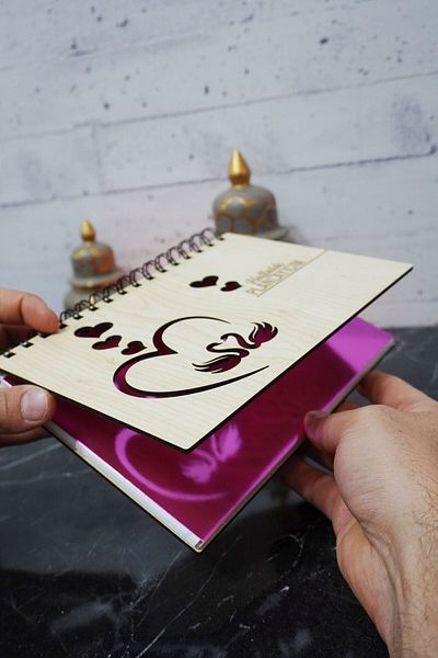 markcat Swan Love Wooden Planner Notebook - Αντιγραφή χωρίς ημερομηνία - Weekly Planner (UNLIMITED PLANNER) A5