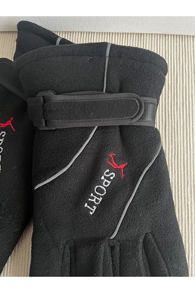 CosmoOutlet Cold-Proof Thick Unisex Fleece Black Gloves