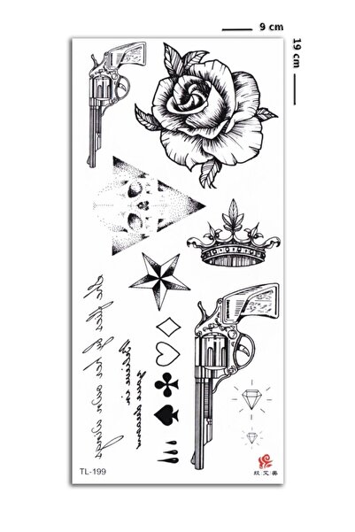 BP Tattoo Revolver Çoklu Geçici Dövme Unisex Tattoo