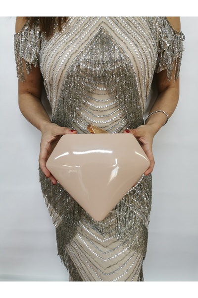 NAZART Γυναικείο λουστρίνι βραδινό φόρεμα Clutch Portfolio Chain Strap Hand Wedding Engagement Night Shoulder Bag
