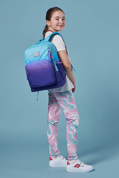 Coral High Kids Turquoise Purple Color Transitional School Backpack 23763
