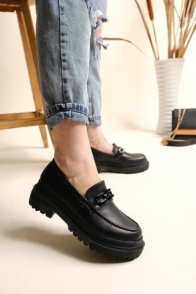 Oksit Sarina Thick Sole Buckle Detailed College Women's Loafer