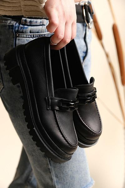 Oksit Sarina Thick Sole Buckle Detailed College Women's Loafer