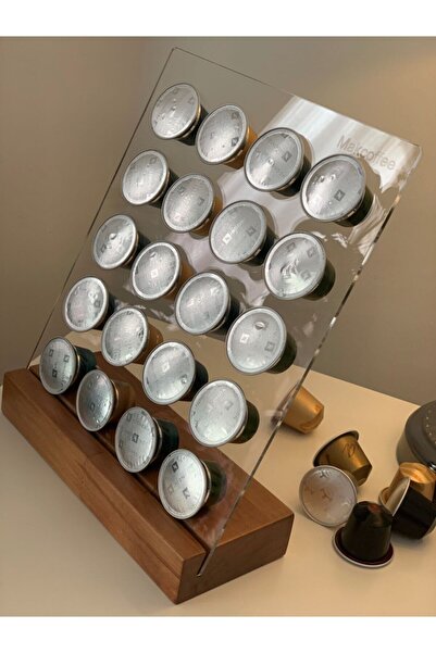 Makcoffee Nespresso Kapsül Kahve Standı Ayaklı 20 Kapasiteli Kayın Ağacı Taba...