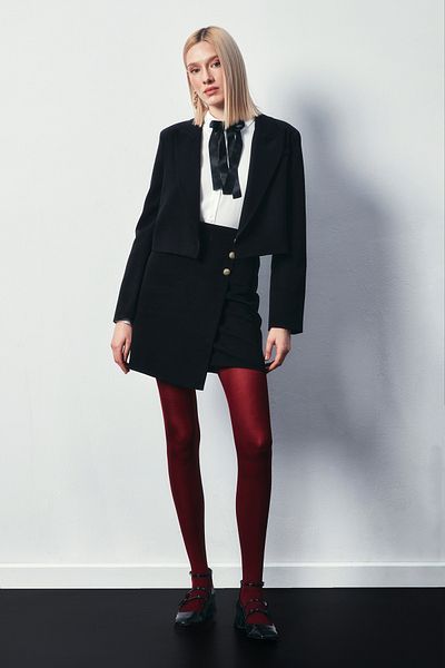 Sateen Мини пола с двуредно копче