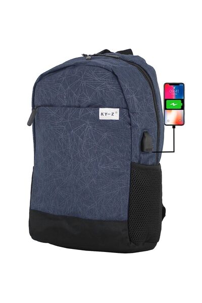 Case Club حقيبة ظهر للكمبيوتر المحمول مقاس 15.6 بوصة مع منفذ USB وجيب جانبي من القماش المستورد المقاوم للماء