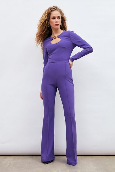 Sateen Chain Detailed Blouse - Purple