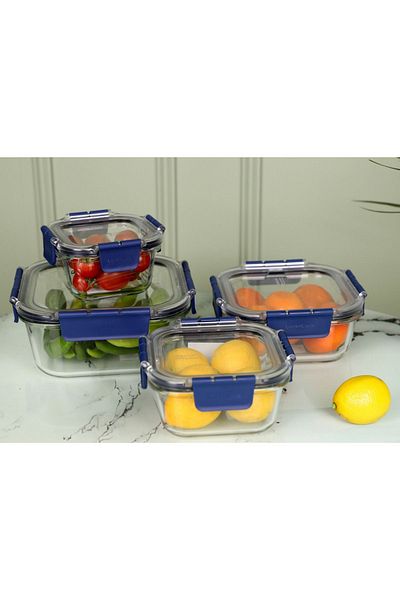 Viyalente Lock & Lock Ultra Durable Glass Storage Set - 300ml, 500ml, 750ml, 1.4lt| 400°Up to C Heat