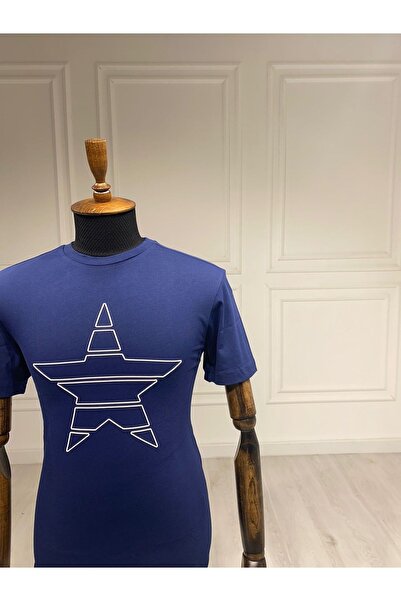 Sarar Interview O Yaka Yıldız Desen Basic Lacivert T-shirt