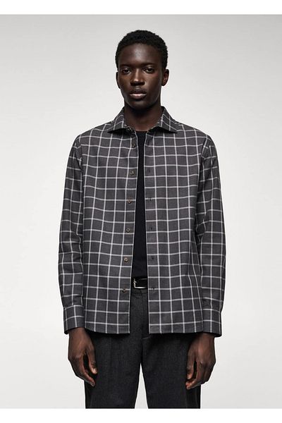 MANGO Man Slim Fit καρό πουκάμισο
