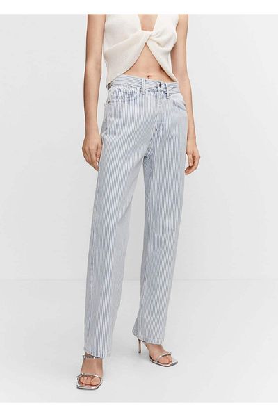 MANGO Woman Gestreifte Jeans mit geradem Schnitt