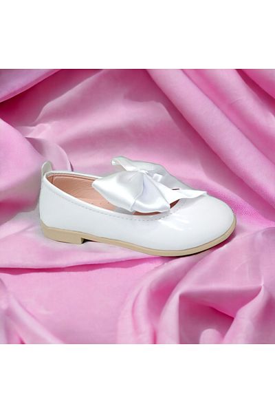 TOBAİ Sugar Girl's White Patent Leather Ballerina