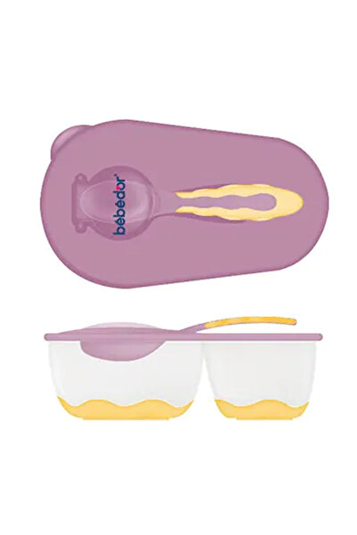 Bebedor 2 Bölmeli Tabak Ve Kaşık Seti 6 Ay Mor