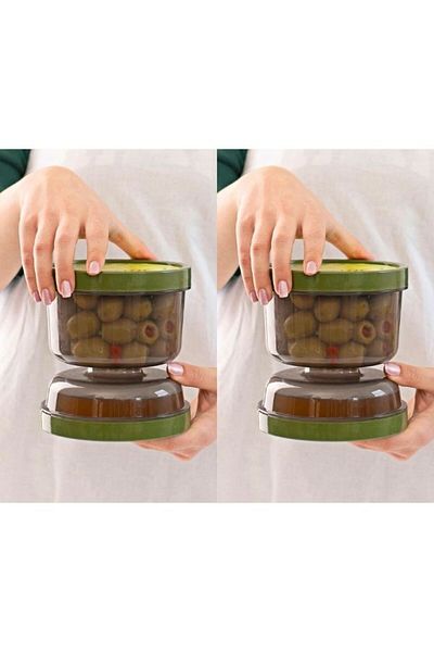 Viyalente 2 Pieces of Hourglass Strainer Olive Bowl - Olive Pickle Storage Container Pickle Container