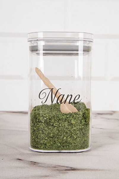 DNS HOME 8-Piece Vacuum Lid Mica Spice Jar Set with Wooden Spoon Storage Container Transparent Labeled Jar 250 ml