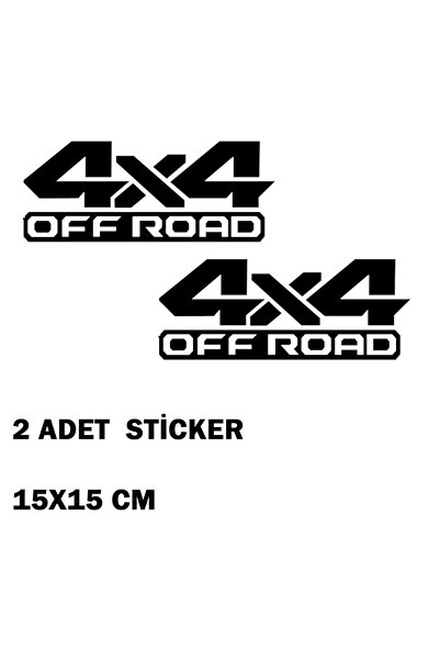RS AUTO AKSESUAR ملصق 4x4 للطرق الوعرة 2 عبوة أسود 15x15 سم
