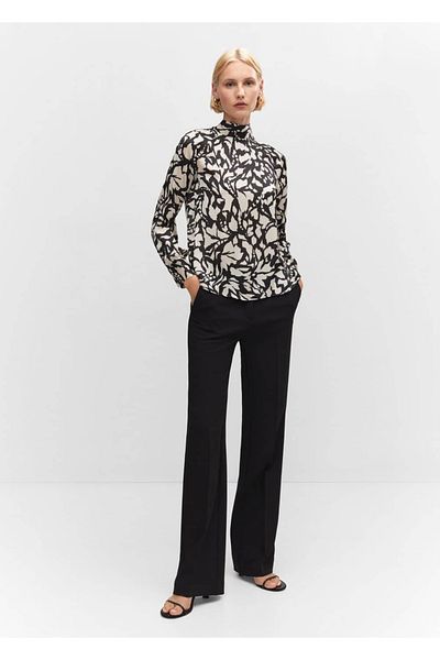 MANGO Woman High collar blouse with ribbon