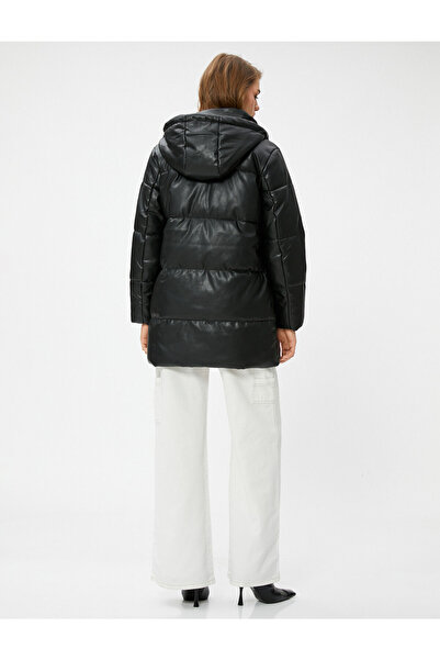 Koton Puffer Jacket Hooded Pocket Midi Size