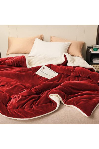 Mulberry Sherpa Fleece Blanket Double Sided Double Size 220x240 cm