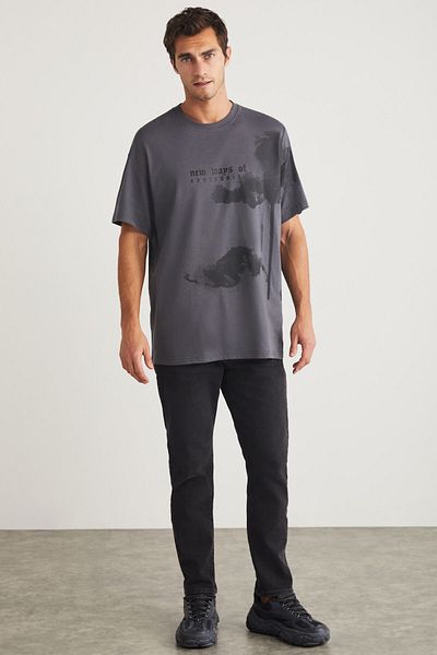 GRIMELANGE Μπλουζάκι Kyrie Basic Crew Neck Grey