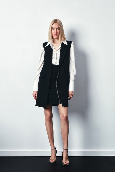 Sateen Fusta cu dungi accesorii - NEGRA