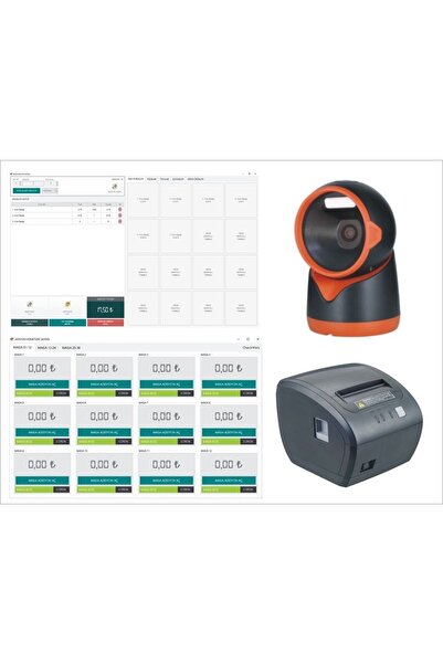 CHECKWORK Yazılım (paket 4) + 80m Termal Fiş Yazıcı + Masaüstü Okuyuculu Adis...
