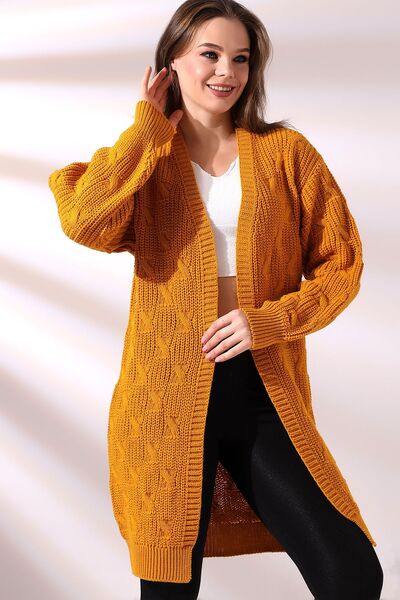 Devinka سترة نسائية طويلة محبوكة