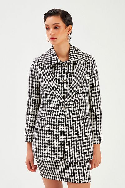Sateen Jachetă cu model picături de gâscă - neagră