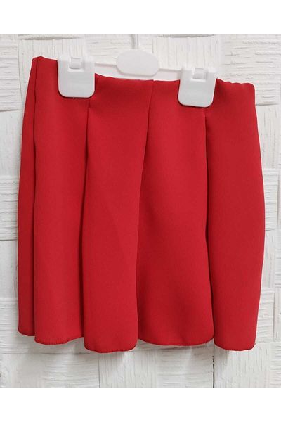 aden kids Colorful Dreams: Red 8-Leg Mini Crepe Skirt for 23 April and Special Occasions