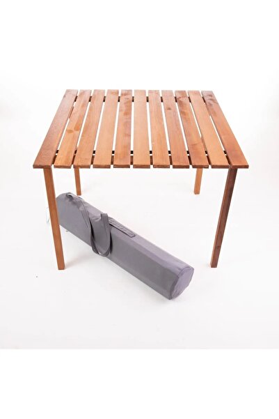 Woodenka 60x60 cm Rulo Masa- Katlanır Bahçe -Balkon - Teras – Kamp Masa - Piknik Masa - Bahçe Masası
