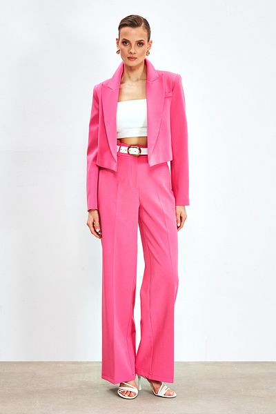Sateen Classic Wide Leg Trousers - PINK