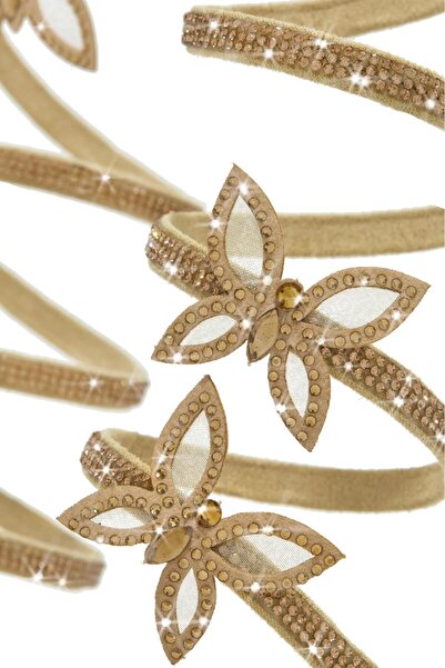Giydim Gidiyor Mariposa Kelebekli Kristal Taşlı Sandalet Gold