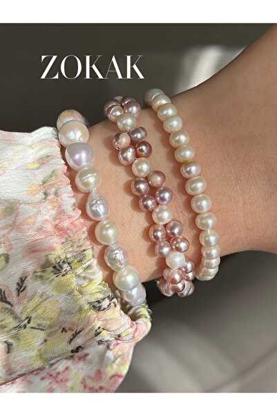 Zokak Sertifikalı Doğal Taş Gerçek Inci, 925 Ayar Inci Bileklik, Barok Inci B...
