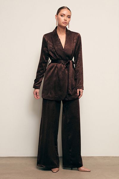 Sateen Wide Leg - Brown Trousers