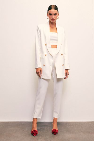 Sateen Corsage Detailed Trousers - Ecru