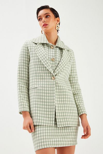 Sateen Jachetă cu model de pui de găină verde